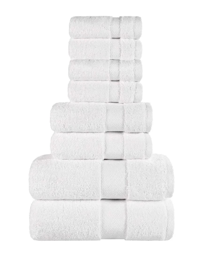Niles 8-Piece Towel Set with Dobby Border - White, Giza Cotton