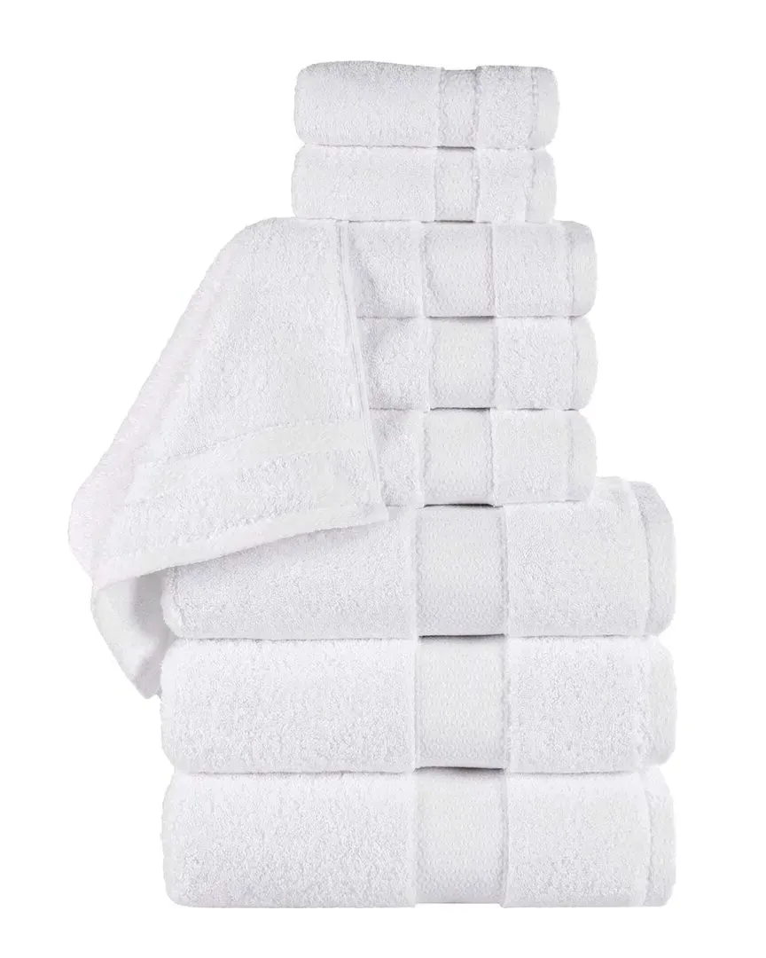 Niles 9-Piece Towel Set with Jacquard Pattern - White, Giza Cotton