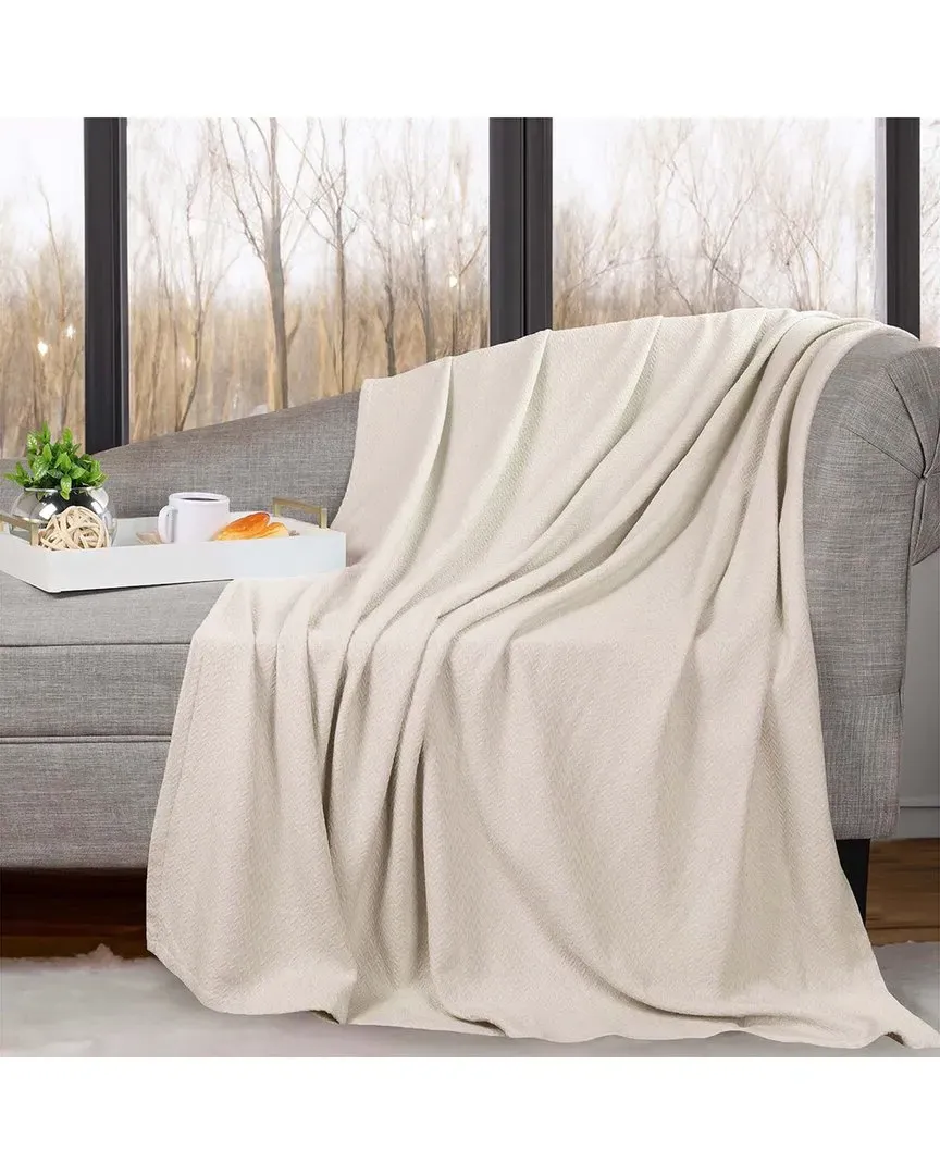 Nobel Cotton Textured Chevron Throw Blanket - Ivory image