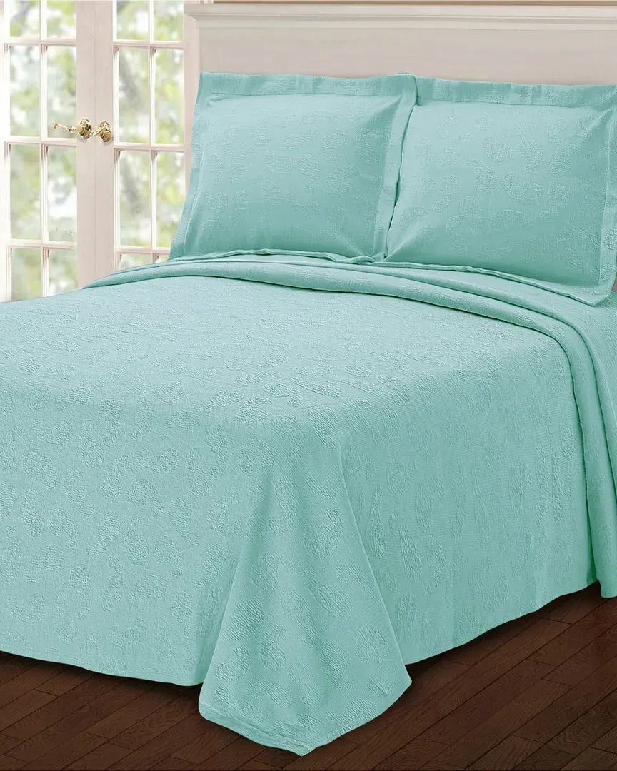 Paisley Matelasse King Bedspread - Aqua, Cotton
