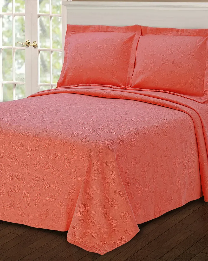 Paisley Matelasse King Bedspread - Coral, Cotton