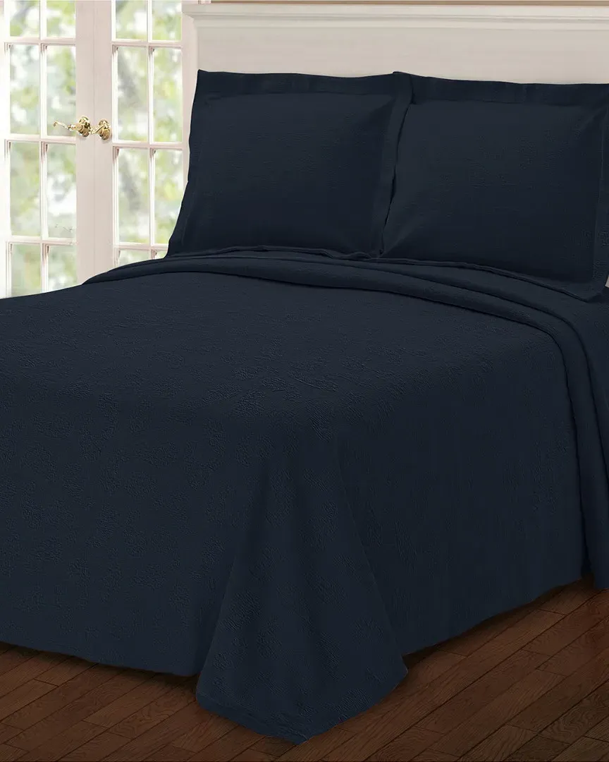 Paisley Matelasse King Bedspread - Navy Blue, Cotton