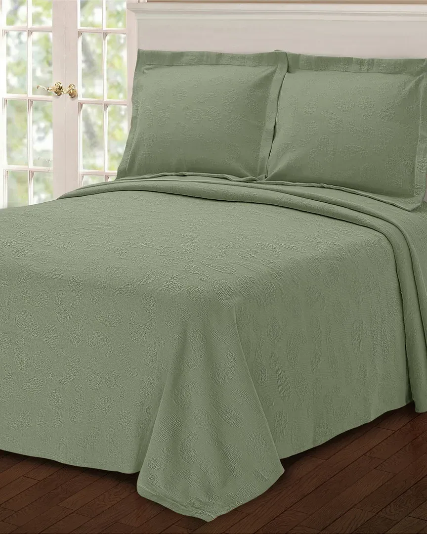 Paisley Matelasse King Bedspread - Sage, Cotton