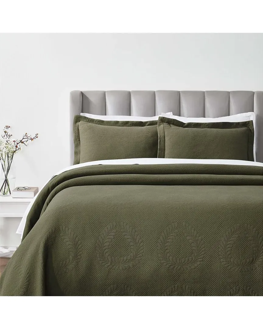 Peploi Matelasse Bedspread Set - Green, Cotton
