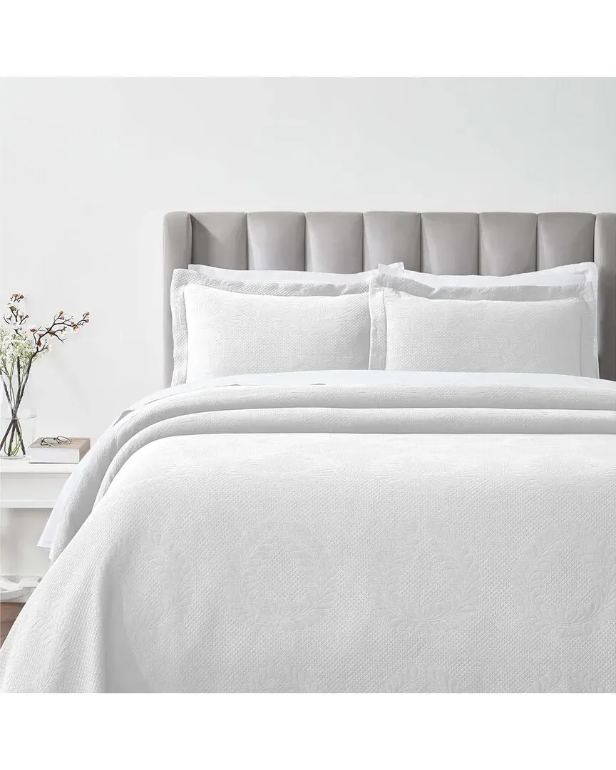Peploi Matelasse Bedspread Set - White, Cotton