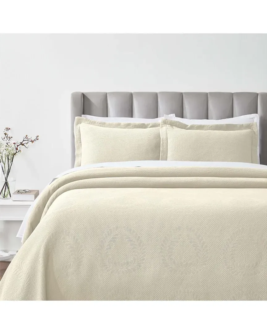 Peploi Matelasse Bedspread Set - White, Cotton