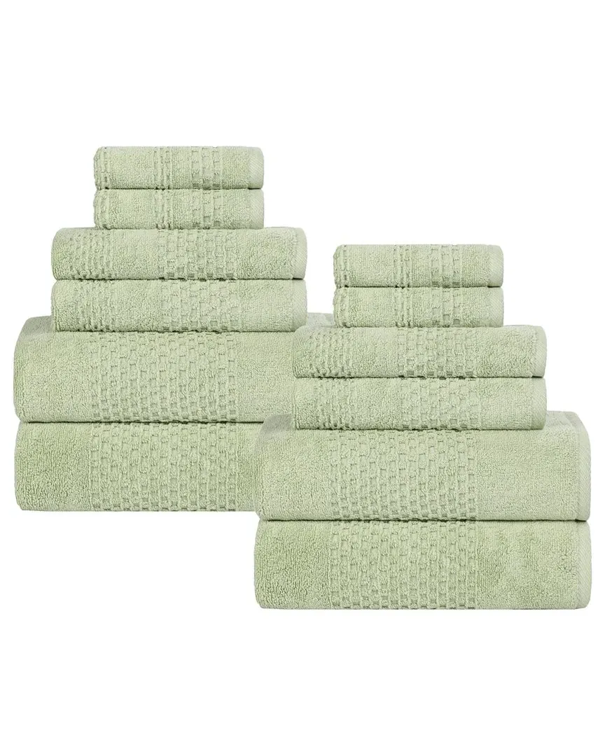 Playa Zero Twist 12-Piece Towel Set - Green, Cotton