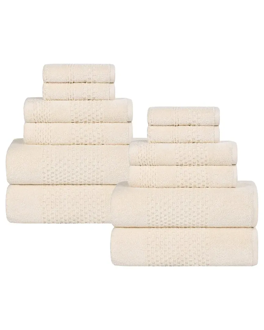 Playa Zero Twist 12-Piece Towel Set - Ivory, Cotton