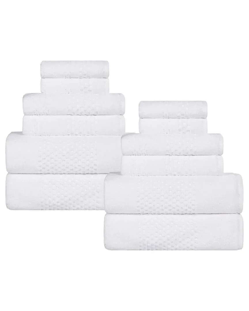 Playa Zero Twist 12-Piece Towel Set - White, Cotton