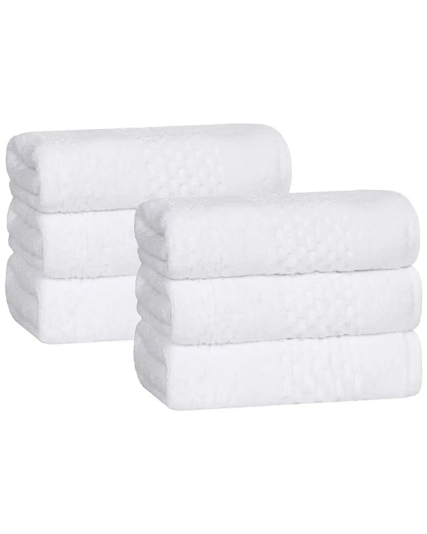 Playa Zero Twist 6-Piece Hand Towel Set - White, Cotton