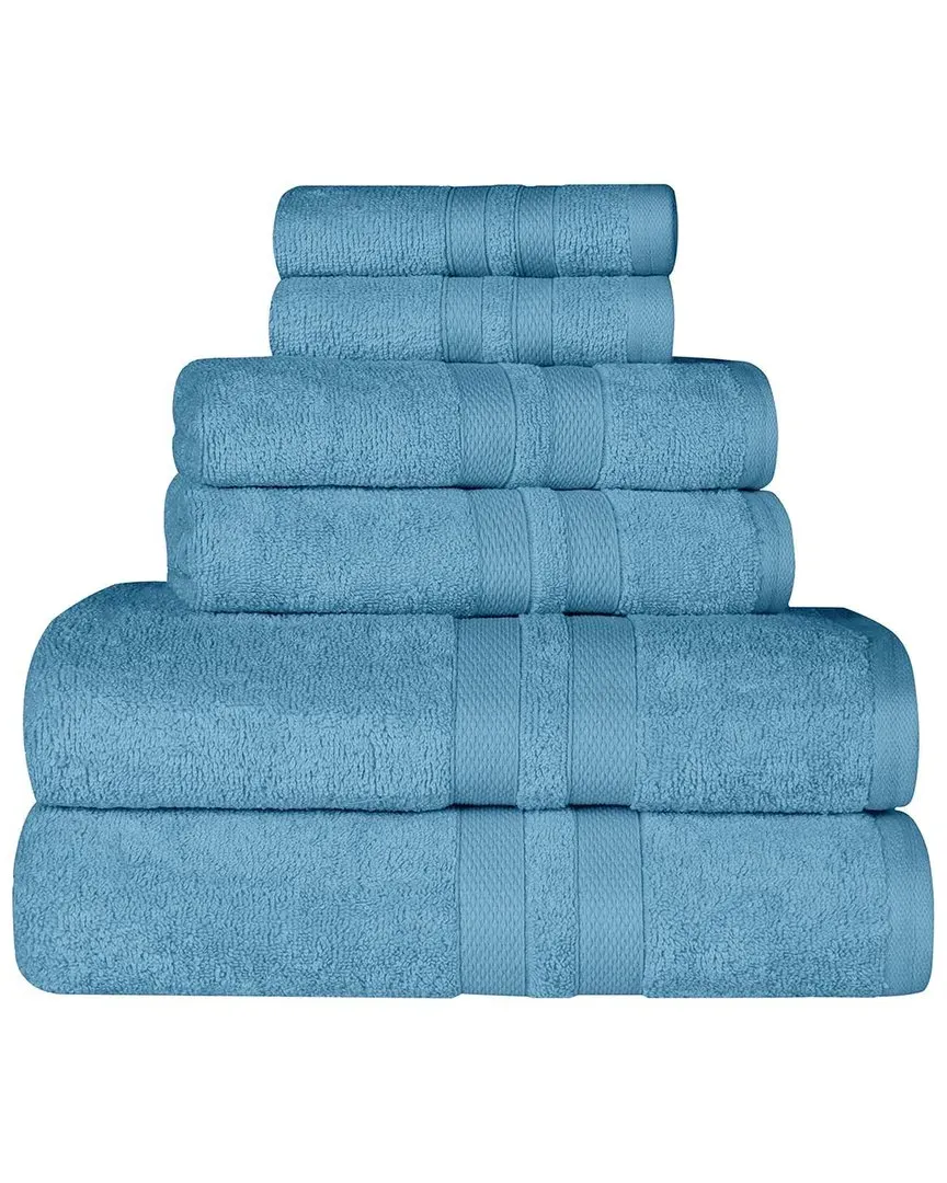 Quick-Drying 6-Piece Bathroom Towel Set - Denim Blue, Cotton