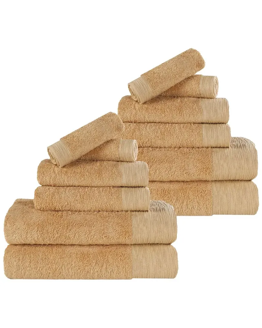 Rayon 12-Piece Towel Set - Gold, Bamboo Cotton