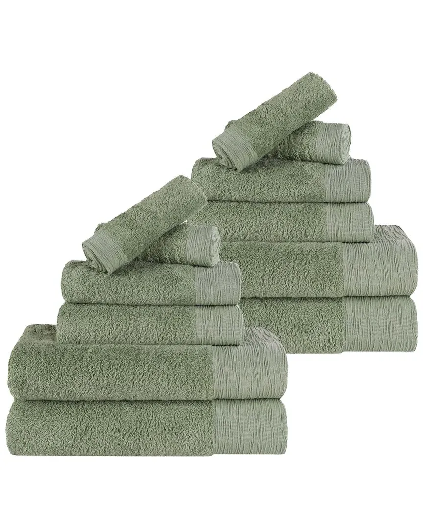 Rayon 12-Piece Towel Set - Green, Bamboo Cotton
