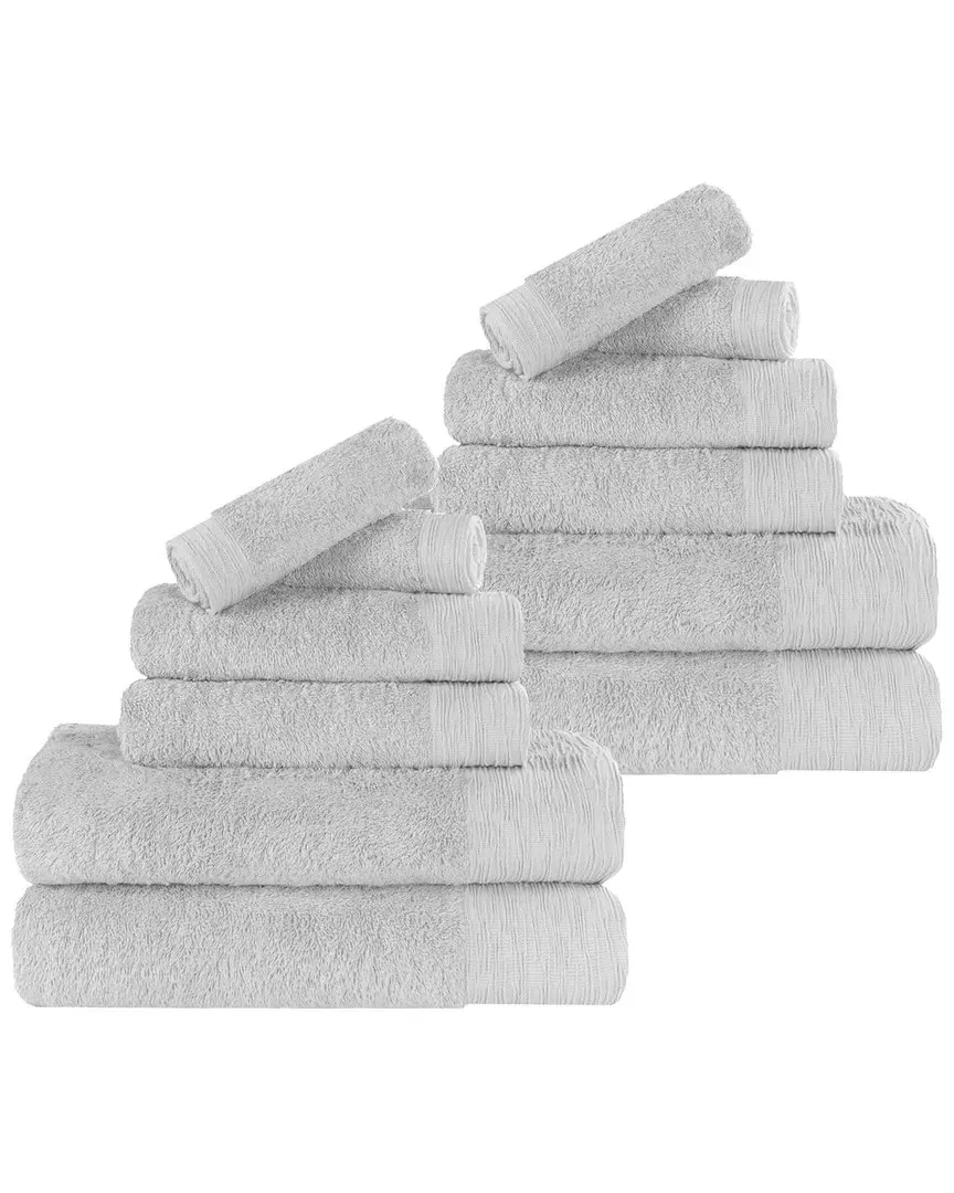 Rayon 12-Piece Towel Set - Platinum, Bamboo Cotton