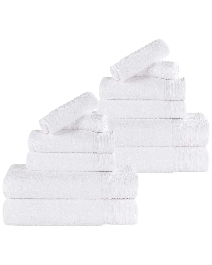 Rayon 12-Piece Towel Set - White, Bamboo Cotton