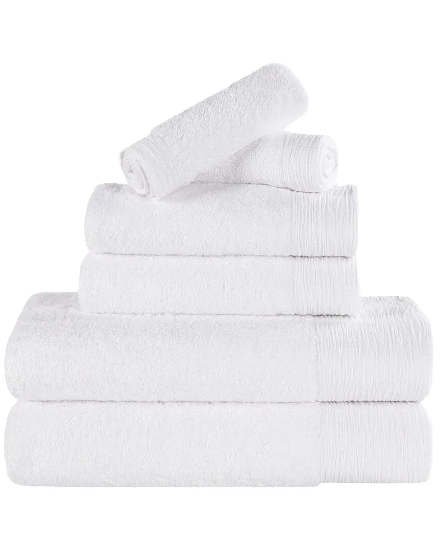 Rayon 6-Piece Towel Set - White, Bamboo Cotton