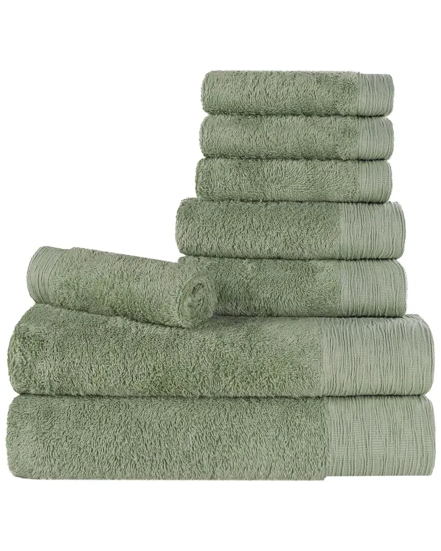Rayon 8-Piece Towel Set - Green, Bamboo Cotton