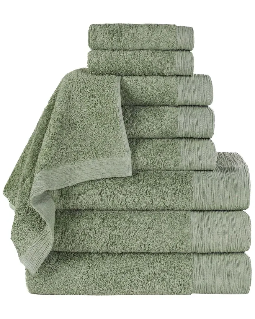 Rayon 9-Piece Towel Set - Green, Bamboo Cotton