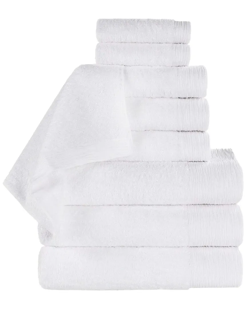 Rayon 9-Piece Towel Set - White, Bamboo Cotton