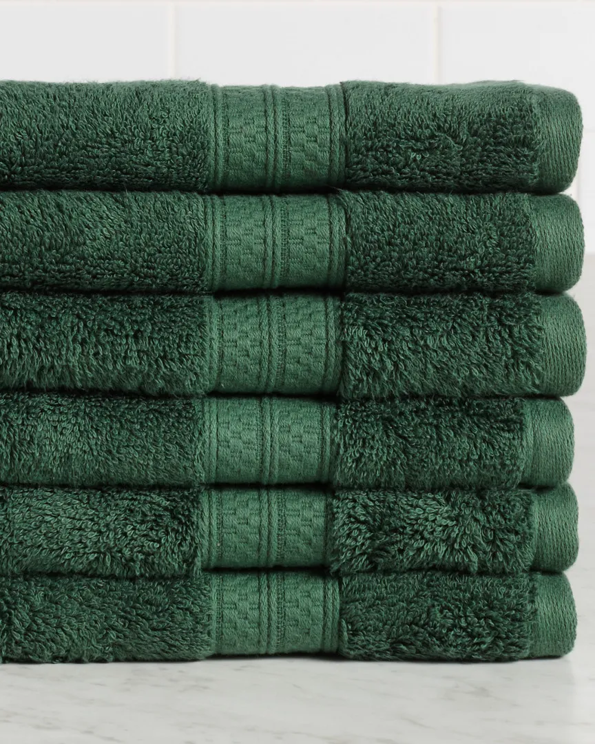 Rayon Bamboo Blend 6pc Hand Towel Set - Hunter Green