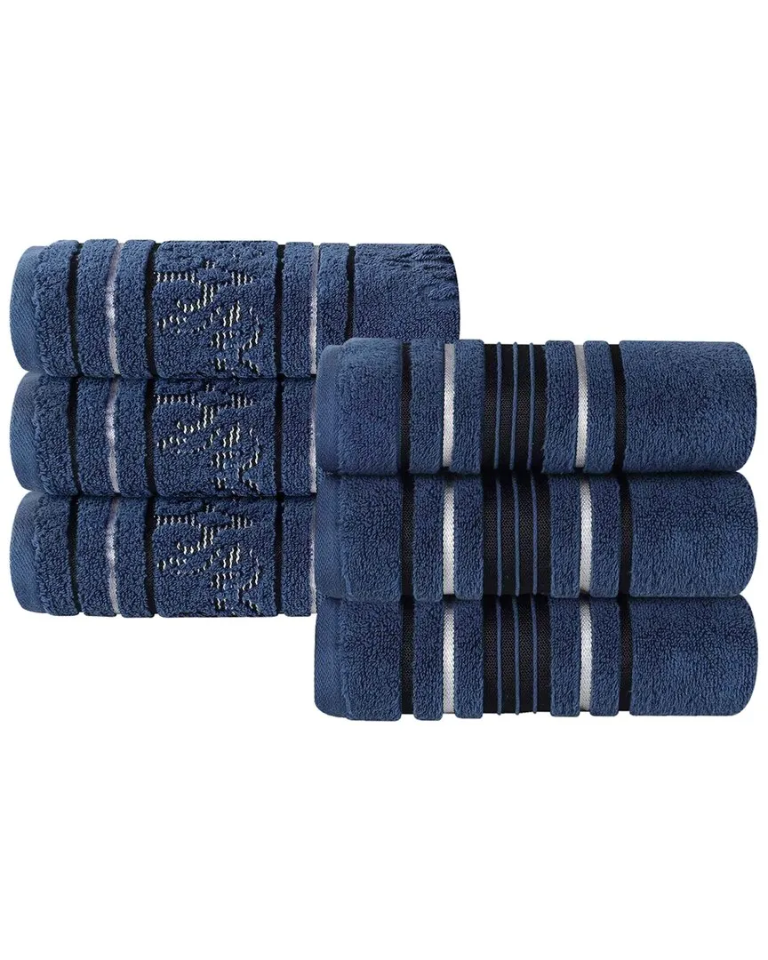 Sadie 6-Piece Hand Towel Set - Navy Blue, Cotton