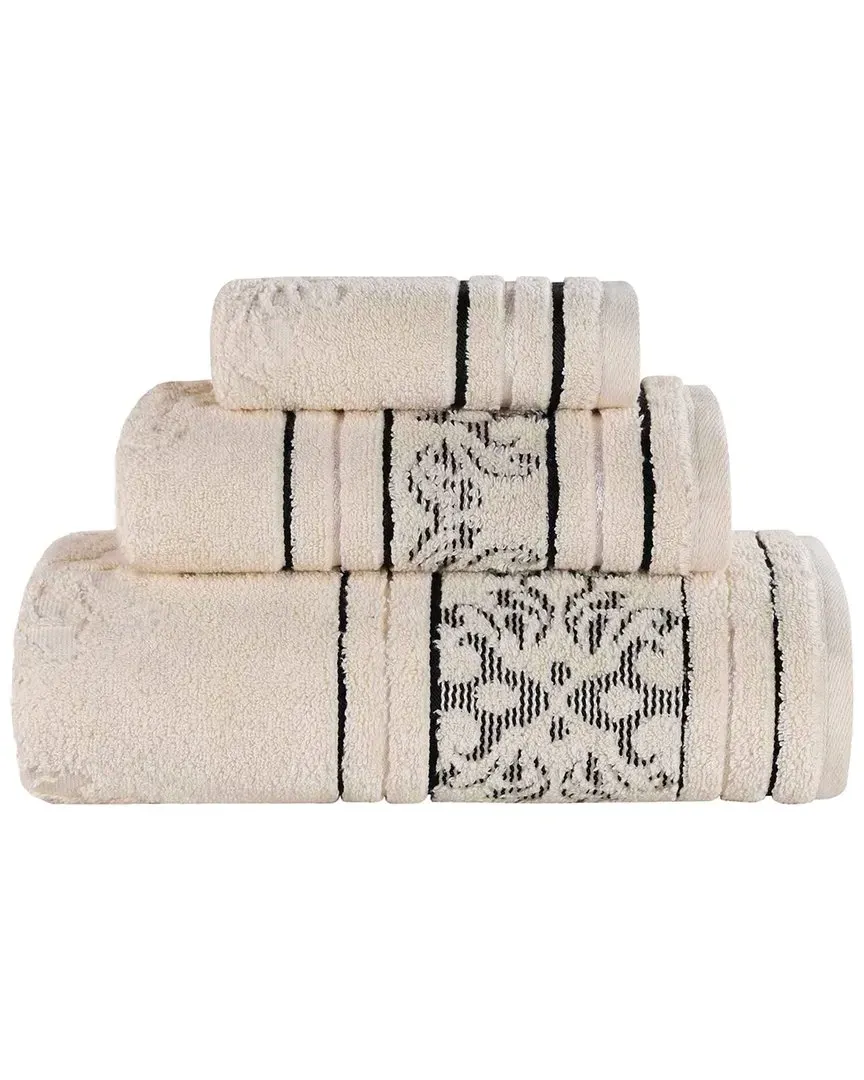 Sadie Zero Twist 3-Piece Jacquard Towel Set - Ivory, Cotton