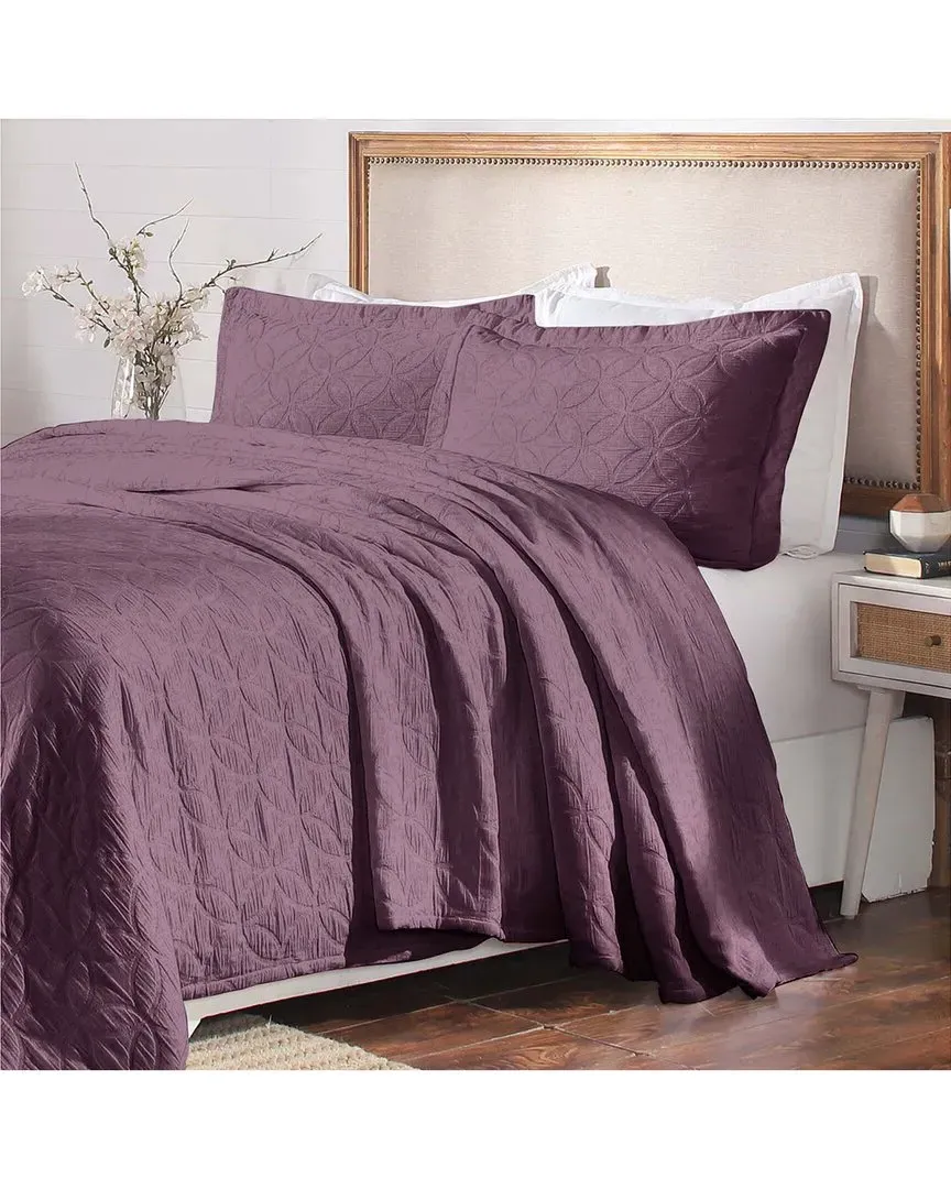 Serenity Matelasse Celtic Circle Bedspread Set - Lilac, Cotton