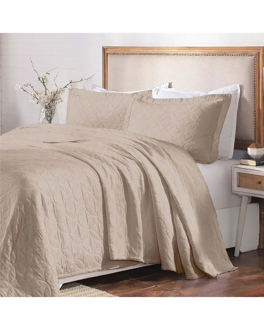 Serenity Matelasse Celtic Circle Bedspread Set - Linen, Cotton