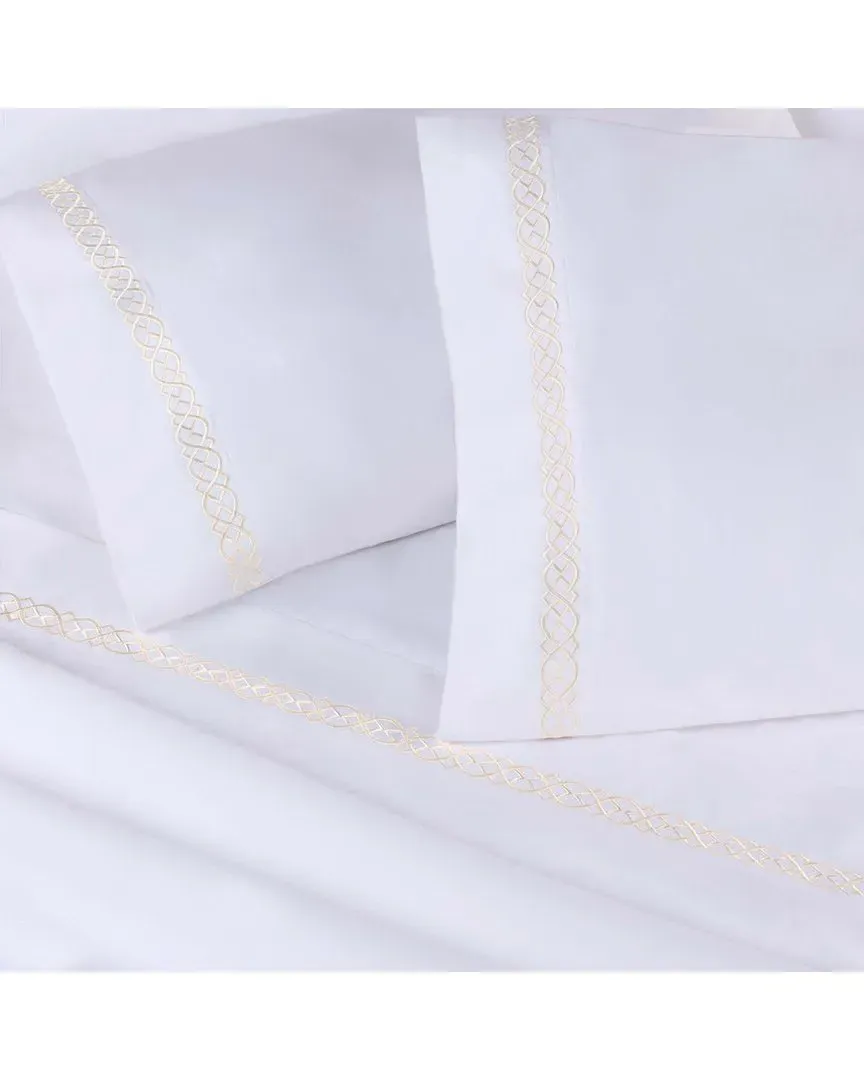 Set of 2 Egyptian Cotton 1000 Thread Count Embroidered Pillowcases