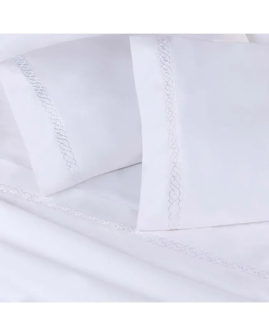 Set of 2 Egyptian Cotton 1000 Thread Count Embroidered Pillowcases