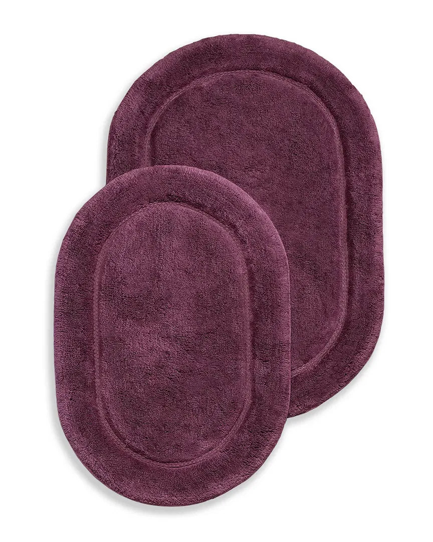 Set of 2 Non-Skid Bath Rugs - Plum, Cotton