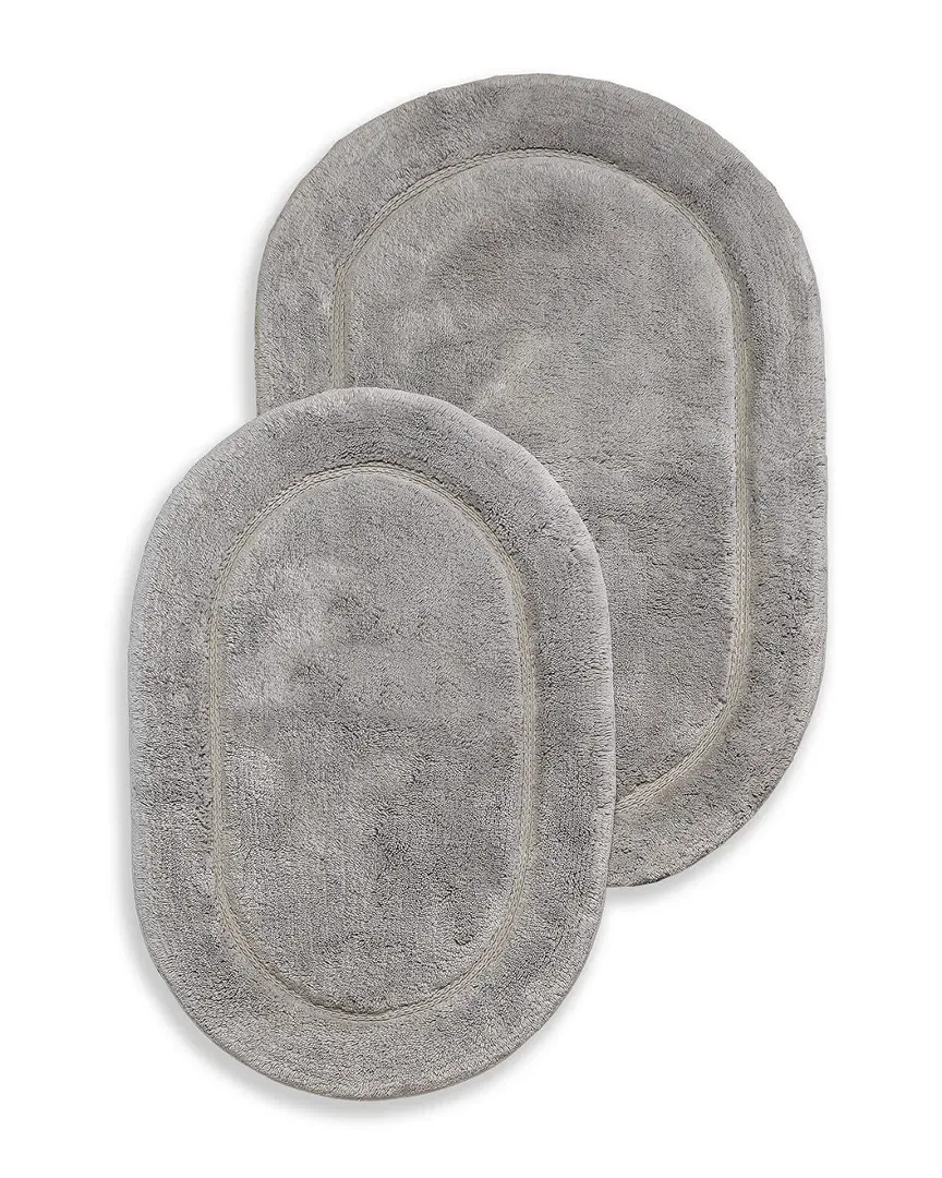 Set of 2 Non-Skid Bath Rugs - Silver, Cotton