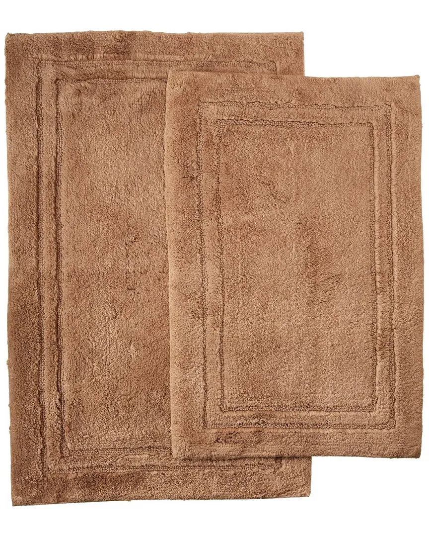 Set of 2 Non-Skid Bath Rugs - Tan, Cotton