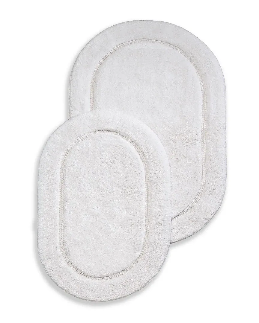 Set of 2 Non-Skid Bath Rugs - White, Cotton