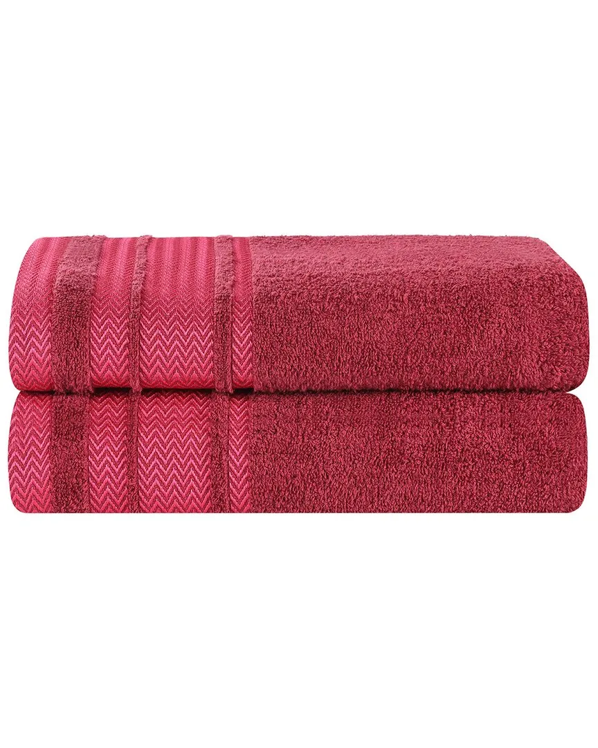 Set of 2 Zero Twist Cotton Dobby Border Bath Sheets - Cranberry image