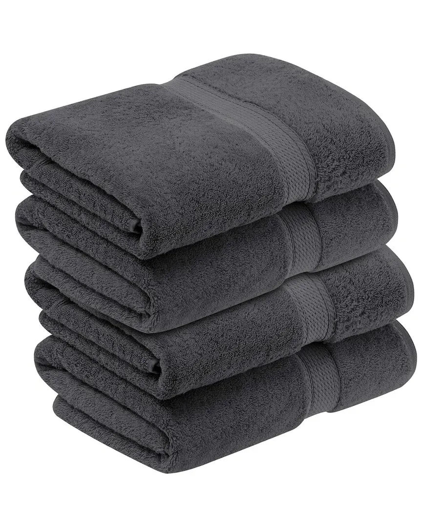 Set of 4 Egyptian Cotton Bath Towels - Charcoal