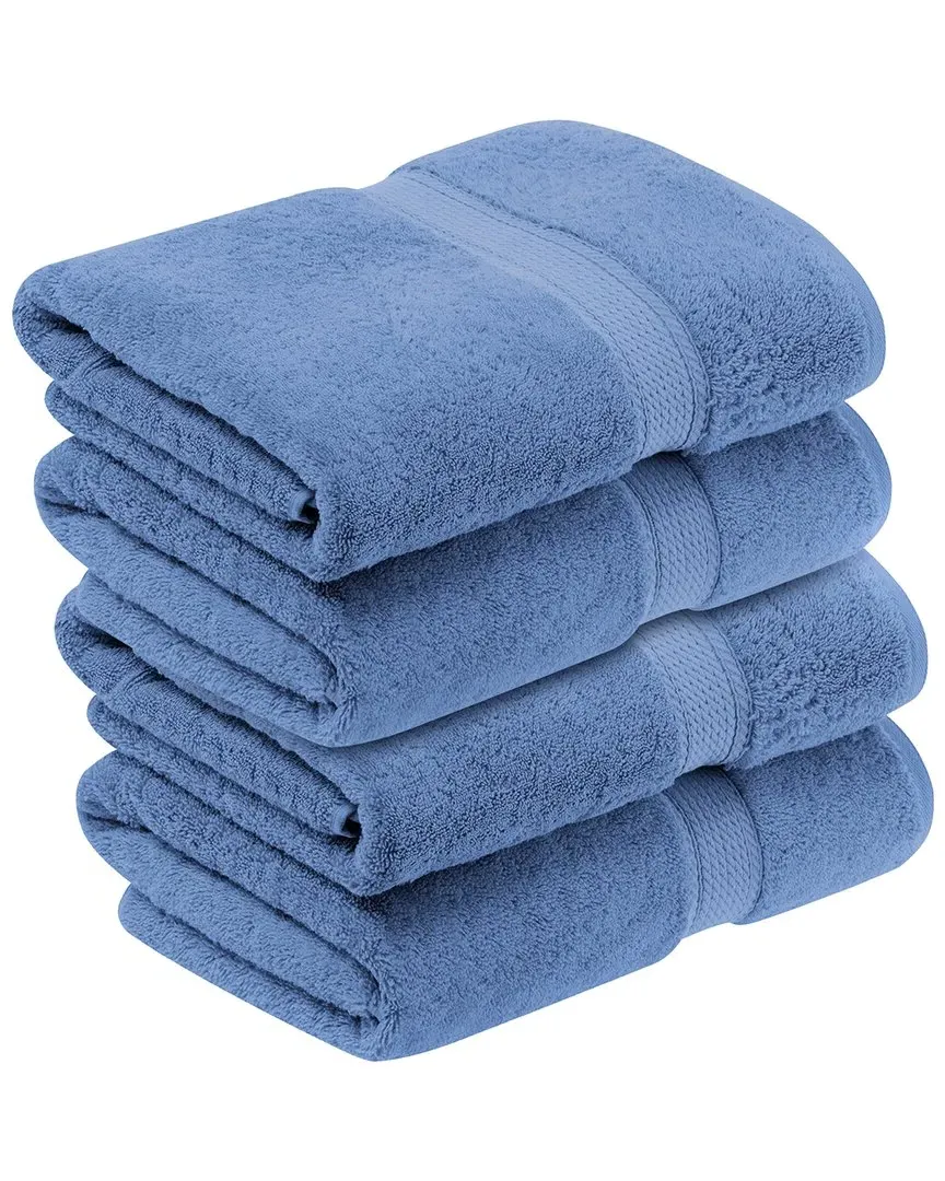 Set of 4 Egyptian Cotton Bath Towels - Denim Blue