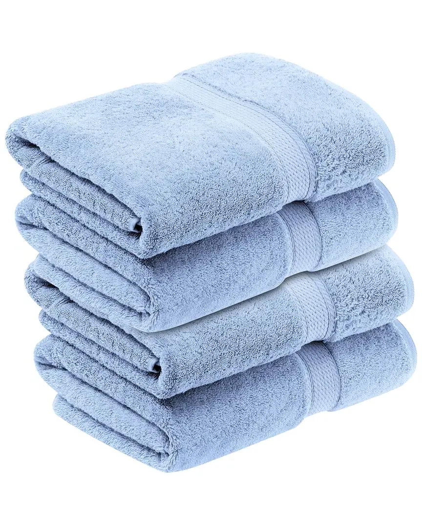 Set of 4 Egyptian Cotton Bath Towels - Light Blue