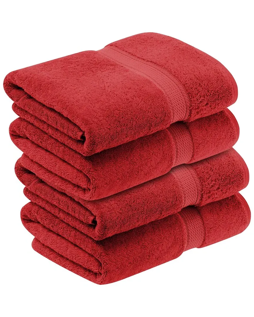 Set of 4 Egyptian Cotton Bath Towels - Red