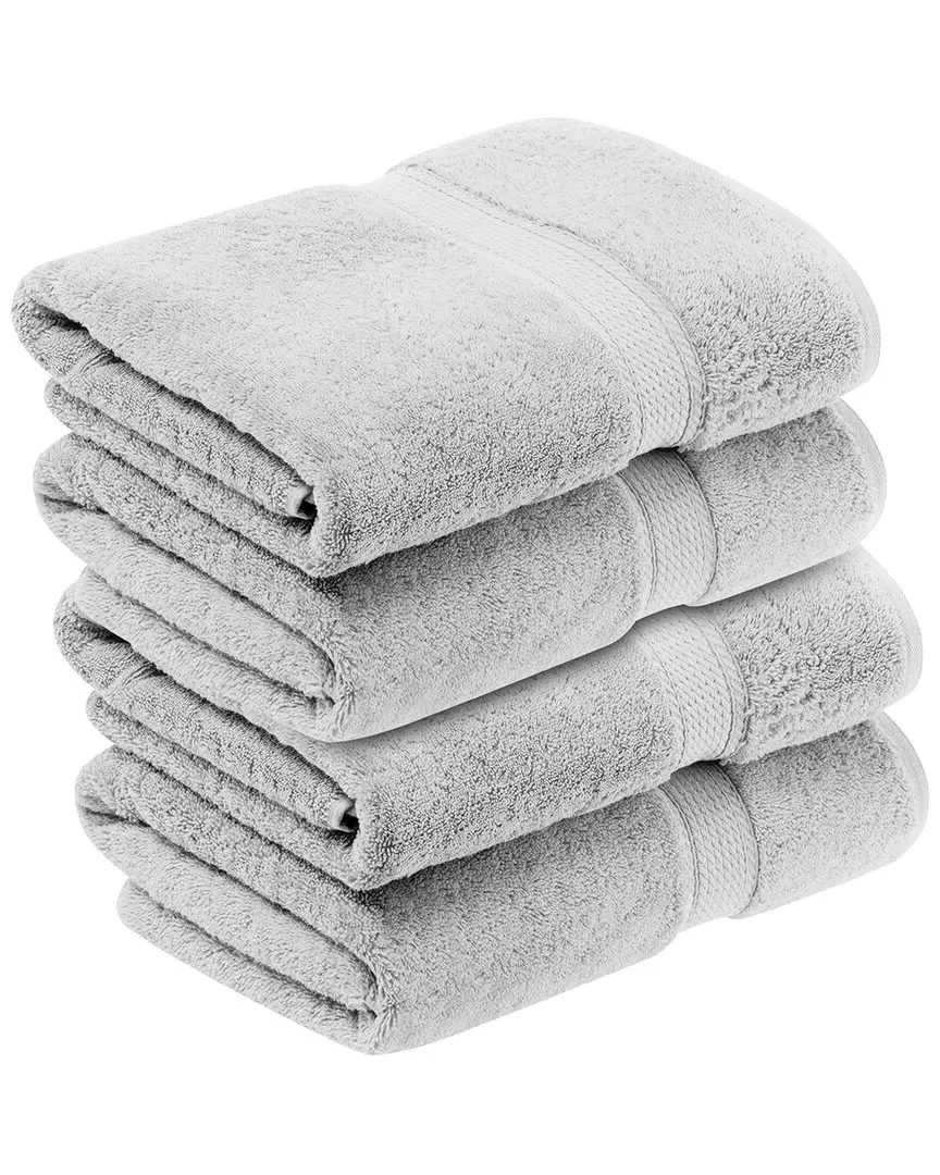 Set of 4 Egyptian Cotton Bath Towels - Silver