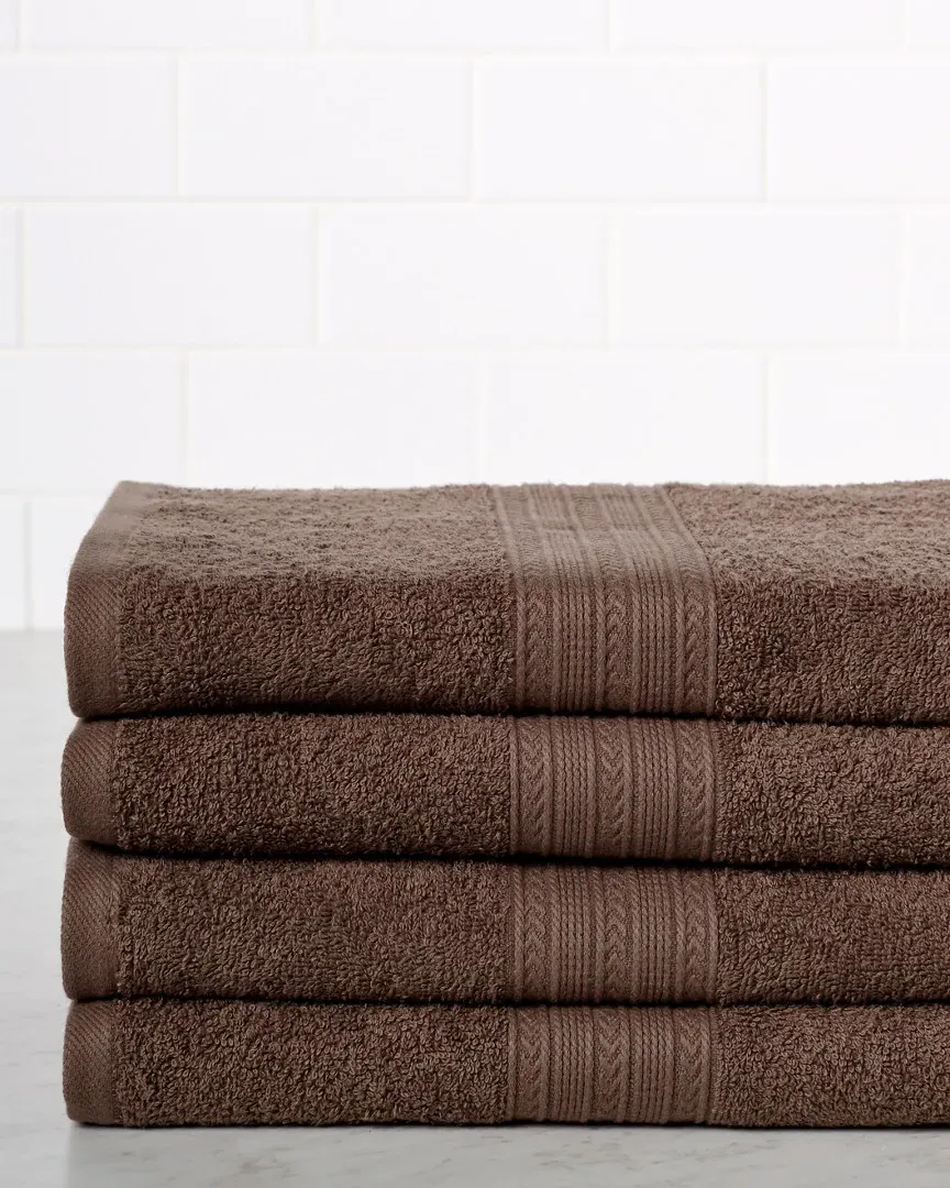 Set of Four Bath Towels - Coffee, Cotton image