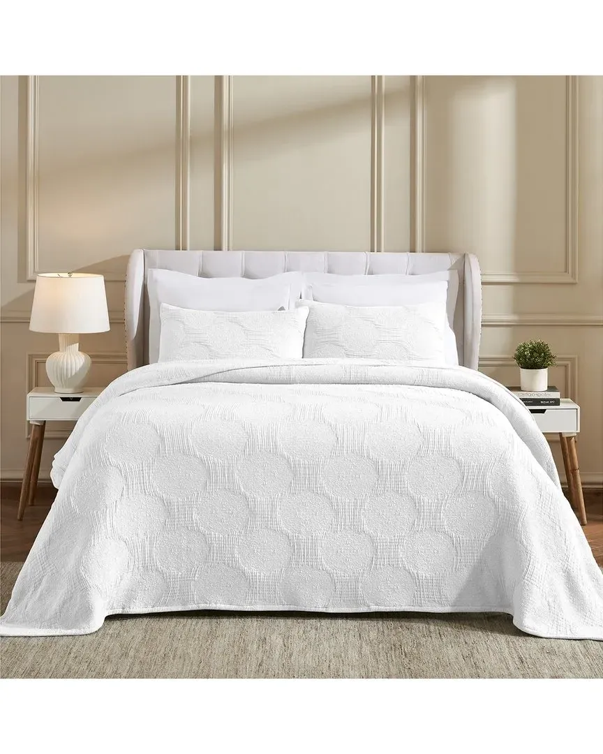 Tanta Crinkle Woven Coverlet Set - White, Cotton