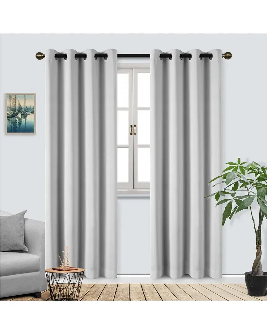 Thermal Blackout Grommet Curtain Panel Set - White, Polyester image