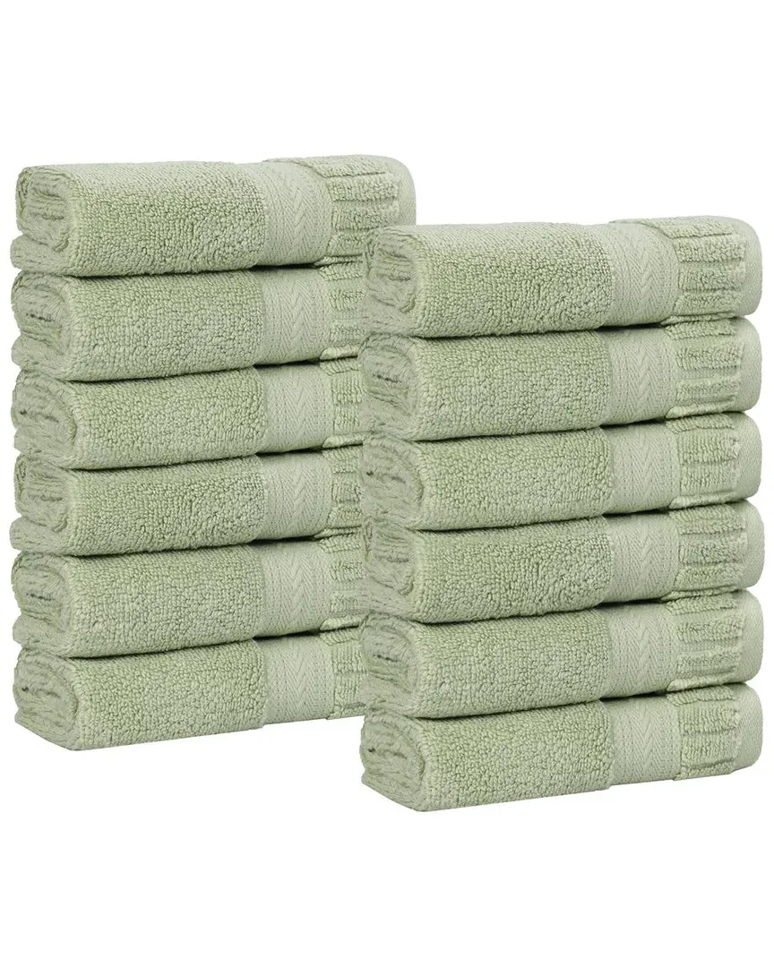 Venice Zero Twist Cotton Set of 12 Washcloths - Green
