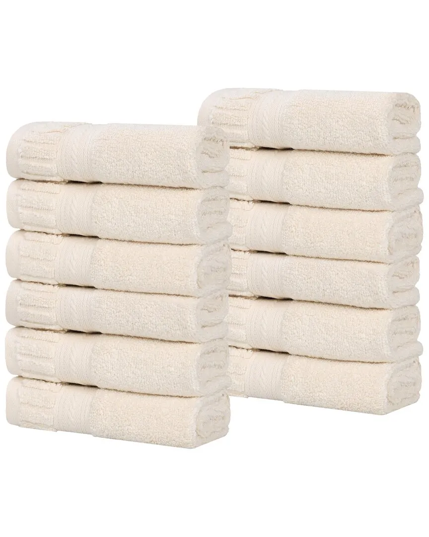 Venice Zero Twist Cotton Set of 12 Washcloths - Ivory