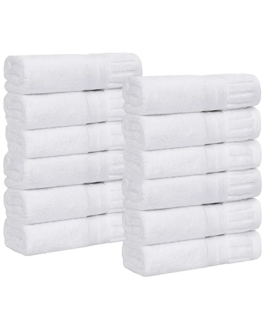 Venice Zero Twist Cotton Set of 12 Washcloths - White