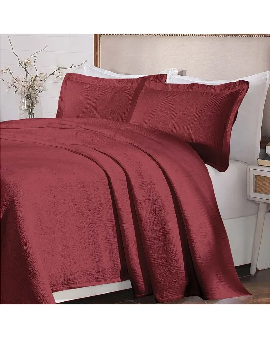 Victory Matelasse Jacquard Bedspread Set - Garnet, Cotton image
