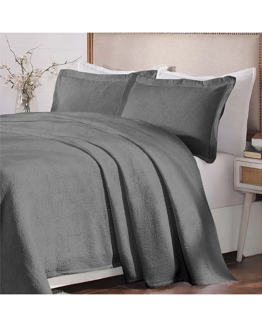 Victory Matelasse Jacquard Bedspread Set - Grey, Cotton