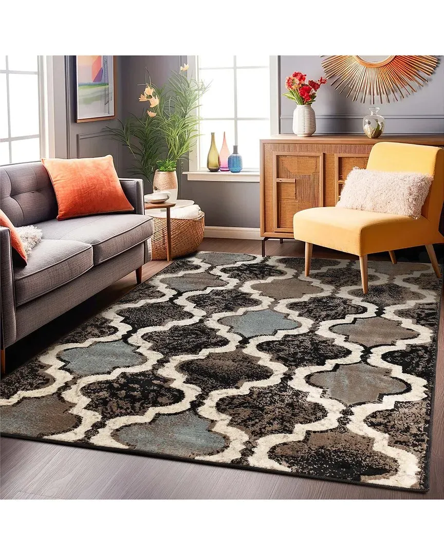 Viking Geometric Trellis Rug - Brown, Polypropylene image