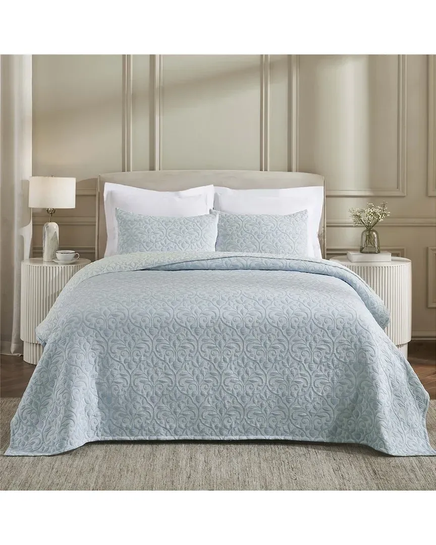 Vineyard Blend Matelasse Woven Coverlet Set - Blue